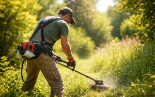 homme-jardinage-debroussailleuse-jardin-ete