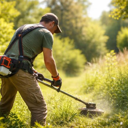 homme-jardinage-debroussailleuse-jardin-ete