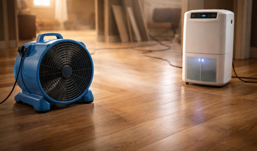 sol-parquet-ventilateur-deshumidificateur-restauration