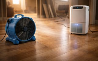sol-parquet-ventilateur-deshumidificateur-restauration