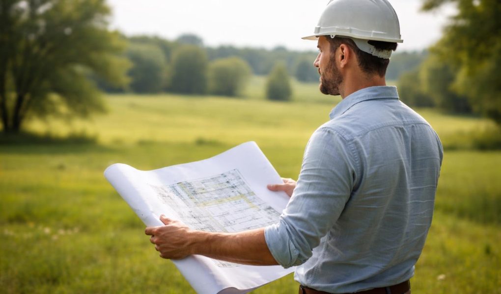 architecte-plan-terrain-verdoyant-arbres