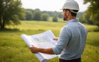 architecte-plan-terrain-verdoyant-arbres