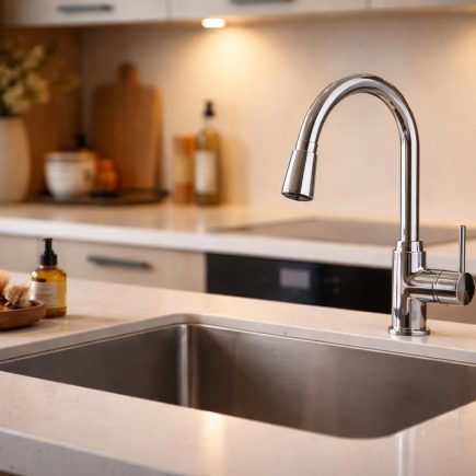 cuisine-moderne-evier-robinet-chrome