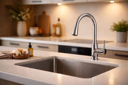 cuisine-moderne-evier-robinet-chrome