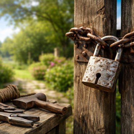 cadenas-metal-portail-bois-jardin