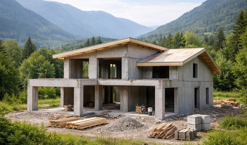 maison-moderne-construction-montagnes-verdure