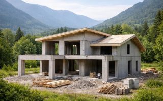maison-moderne-construction-montagnes-verdure