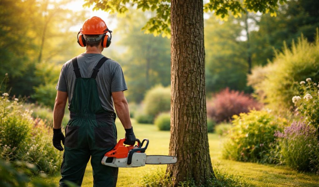 jardinier-casque-tronconneuse-arbre-jardin